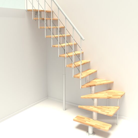 Modultrappa Comfort Top Turn Minka – Vit / Bok 1/4-sväng